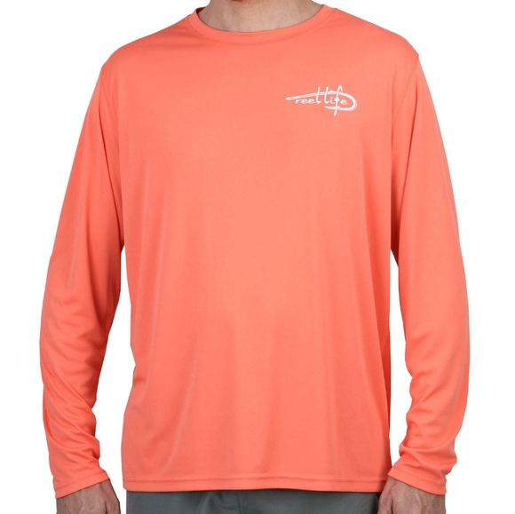 REEL LIFE Fishing Rashguard Lake View SPF50 Long Sleeve Coral Sun Defender Large - Picture 7 of 8